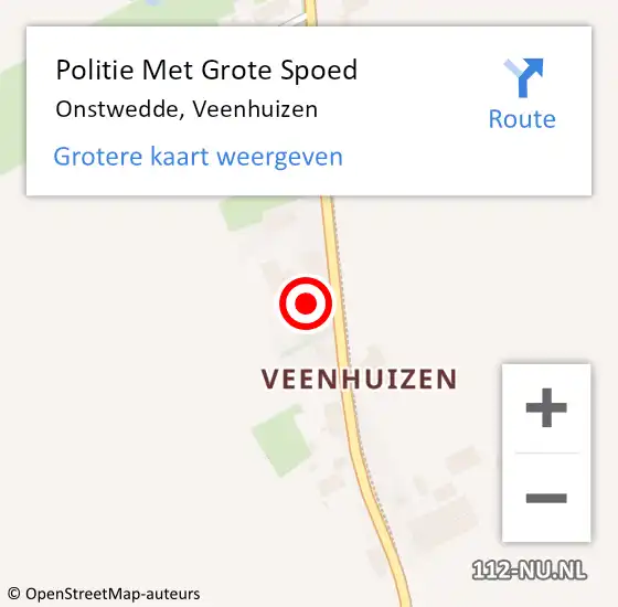 Locatie op kaart van de 112 melding: Politie Met Grote Spoed Naar Onstwedde, Veenhuizen op 13 september 2021 19:54