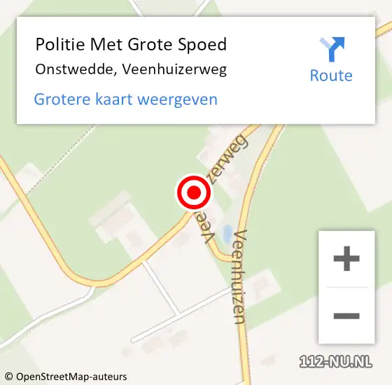 Locatie op kaart van de 112 melding: Politie Met Grote Spoed Naar Onstwedde, Veenhuizerweg op 13 september 2021 19:56