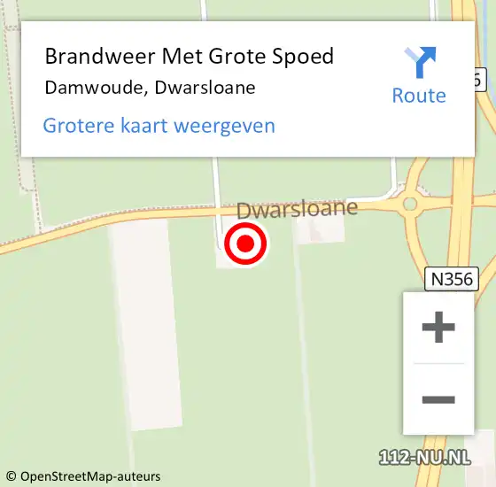 Locatie op kaart van de 112 melding: Brandweer Met Grote Spoed Naar Damwoude, Dwarsloane op 13 september 2021 20:04