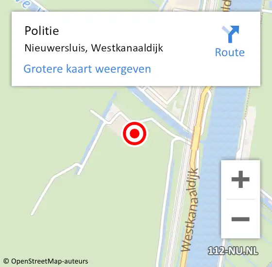 Locatie op kaart van de 112 melding: Politie Nieuwersluis, Westkanaaldijk op 13 september 2021 20:27
