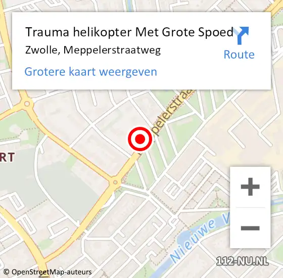 Locatie op kaart van de 112 melding: Trauma helikopter Met Grote Spoed Naar Zwolle, Meppelerstraatweg op 13 september 2021 20:34