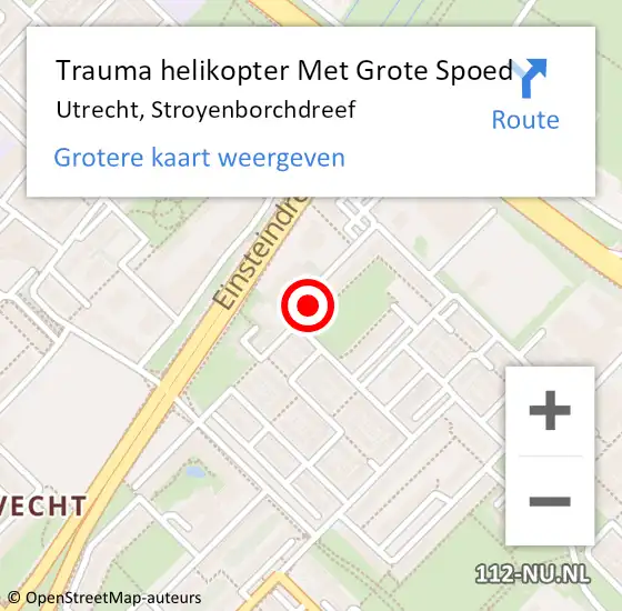 Locatie op kaart van de 112 melding: Trauma helikopter Met Grote Spoed Naar Utrecht, Stroyenborchdreef op 13 september 2021 20:58