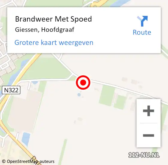 Locatie op kaart van de 112 melding: Brandweer Met Spoed Naar Giessen, Hoofdgraaf op 13 september 2021 21:32