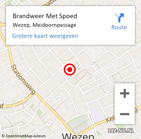 Locatie op kaart van de 112 melding: Brandweer Met Spoed Naar Wezep, Meidoornpassage op 13 september 2021 21:45