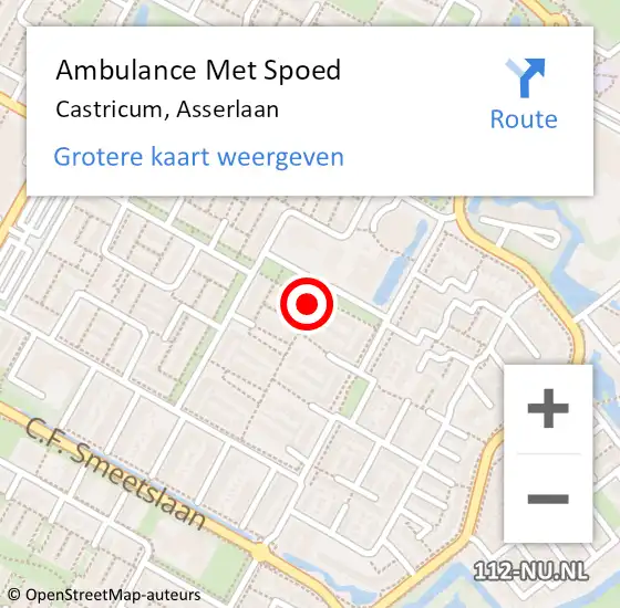 Locatie op kaart van de 112 melding: Ambulance Met Spoed Naar Castricum, Asserlaan op 13 september 2021 22:00