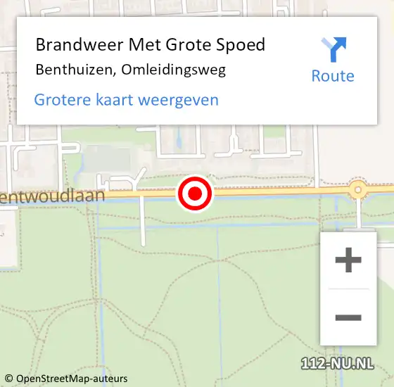 Locatie op kaart van de 112 melding: Brandweer Met Grote Spoed Naar Benthuizen, Omleidingsweg op 22 juni 2014 22:25