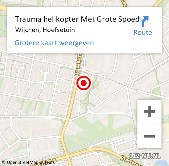 Locatie op kaart van de 112 melding: Trauma helikopter Met Grote Spoed Naar Wijchen, Hoefsetuin op 13 september 2021 22:22