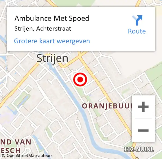 Locatie op kaart van de 112 melding: Ambulance Met Spoed Naar Strijen, Achterstraat op 13 september 2021 22:28