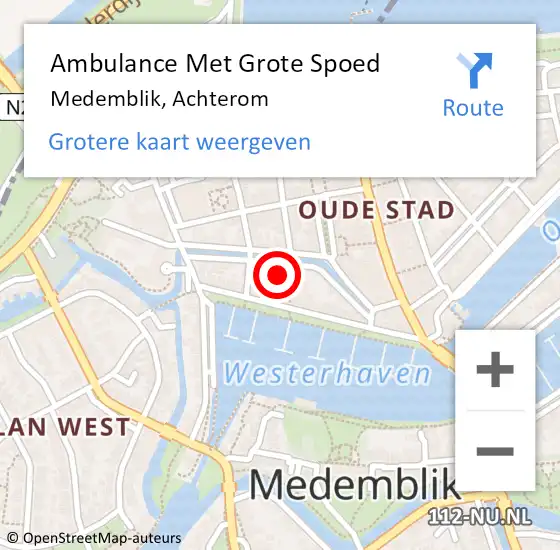 Locatie op kaart van de 112 melding: Ambulance Met Grote Spoed Naar Medemblik, Achterom op 13 september 2021 22:35