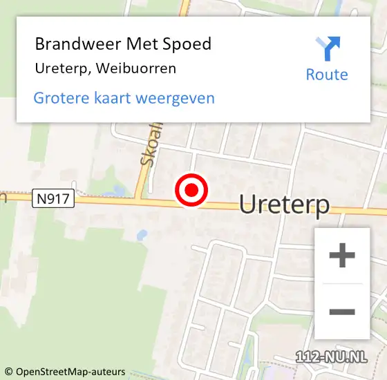 Locatie op kaart van de 112 melding: Brandweer Met Spoed Naar Ureterp, Weibuorren op 13 september 2021 23:18