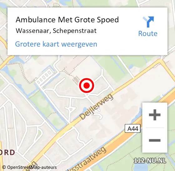 Locatie op kaart van de 112 melding: Ambulance Met Grote Spoed Naar Wassenaar, Schepenstraat op 13 september 2021 23:55