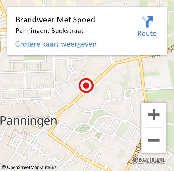 Locatie op kaart van de 112 melding: Brandweer Met Spoed Naar Panningen, Beekstraat op 13 september 2021 23:56