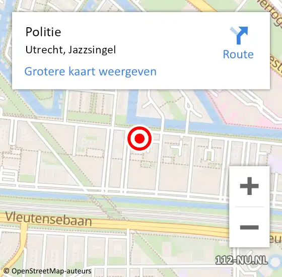 Locatie op kaart van de 112 melding: Politie Utrecht, Jazzsingel op 13 september 2021 23:56
