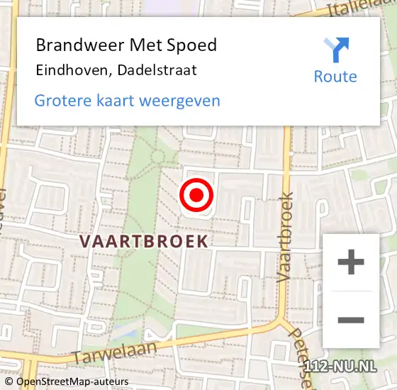 Locatie op kaart van de 112 melding: Brandweer Met Spoed Naar Eindhoven, Dadelstraat op 14 september 2021 01:57