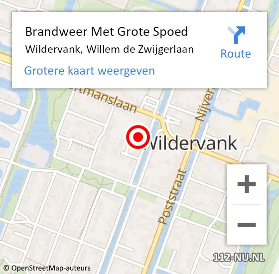 Locatie op kaart van de 112 melding: Brandweer Met Grote Spoed Naar Wildervank, Willem de Zwijgerlaan op 14 september 2021 02:18