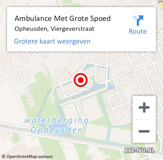 Locatie op kaart van de 112 melding: Ambulance Met Grote Spoed Naar Opheusden, Viergeverstraat op 14 september 2021 02:38