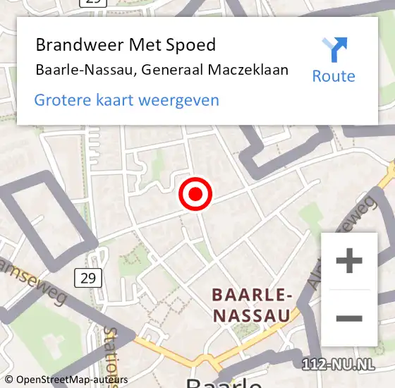 Locatie op kaart van de 112 melding: Brandweer Met Spoed Naar Baarle-Nassau, Generaal Maczeklaan op 14 september 2021 02:45