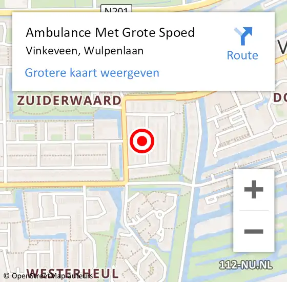 Locatie op kaart van de 112 melding: Ambulance Met Grote Spoed Naar Vinkeveen, Wulpenlaan op 14 september 2021 03:19