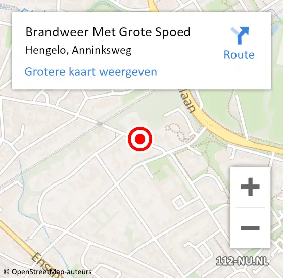 Locatie op kaart van de 112 melding: Brandweer Met Grote Spoed Naar Hengelo, Anninksweg op 14 september 2021 03:21