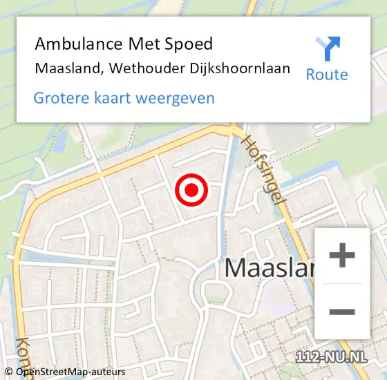 Locatie op kaart van de 112 melding: Ambulance Met Spoed Naar Maasland, Wethouder Dijkshoornlaan op 14 september 2021 03:30