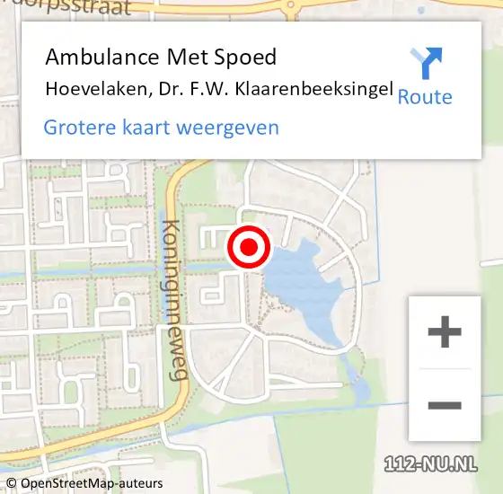 Locatie op kaart van de 112 melding: Ambulance Met Spoed Naar Hoevelaken, Dr. F.W. Klaarenbeeksingel op 14 september 2021 03:47