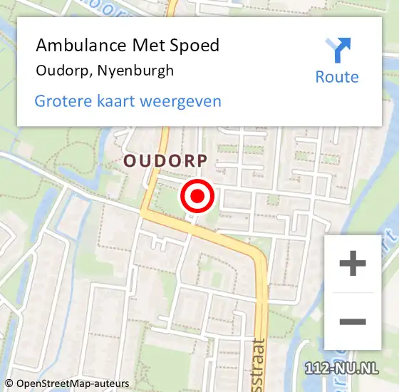 Locatie op kaart van de 112 melding: Ambulance Met Spoed Naar Oudorp, Nyenburgh op 14 september 2021 04:11