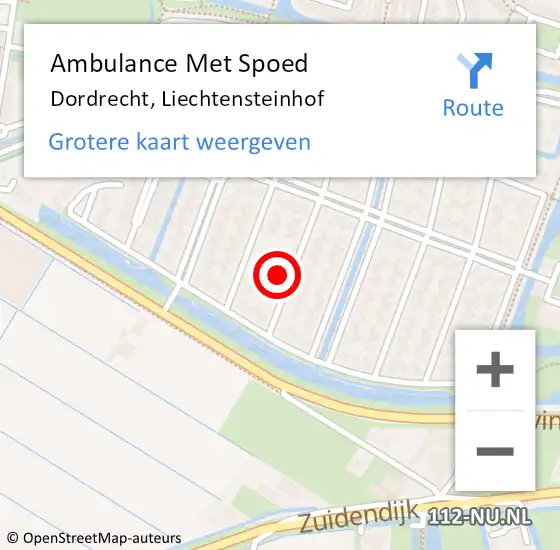 Locatie op kaart van de 112 melding: Ambulance Met Spoed Naar Dordrecht, Liechtensteinhof op 14 september 2021 04:32