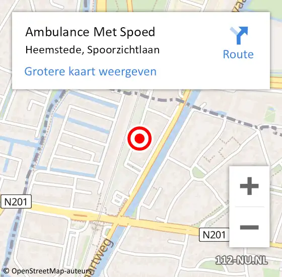 Locatie op kaart van de 112 melding: Ambulance Met Spoed Naar Heemstede, Spoorzichtlaan op 14 september 2021 05:00