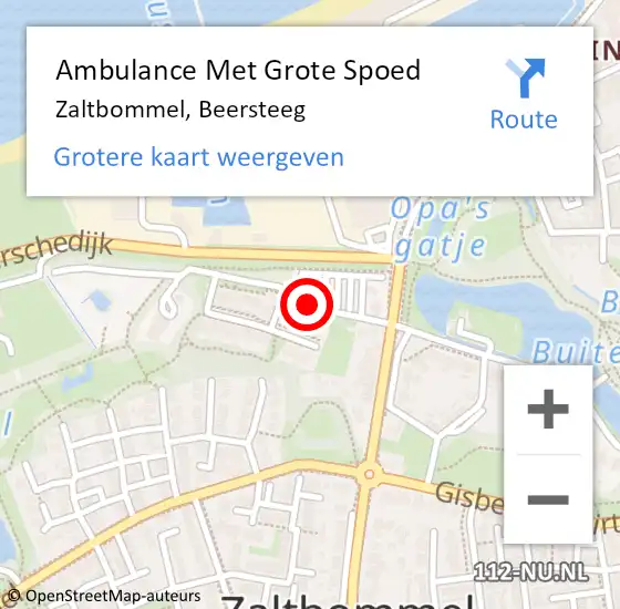 Locatie op kaart van de 112 melding: Ambulance Met Grote Spoed Naar Zaltbommel, Beersteeg op 14 september 2021 05:07