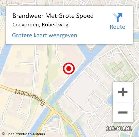 Locatie op kaart van de 112 melding: Brandweer Met Grote Spoed Naar Coevorden, Robertweg op 14 september 2021 05:48