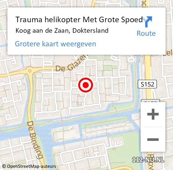 Locatie op kaart van de 112 melding: Trauma helikopter Met Grote Spoed Naar Koog aan de Zaan, Doktersland op 14 september 2021 06:04