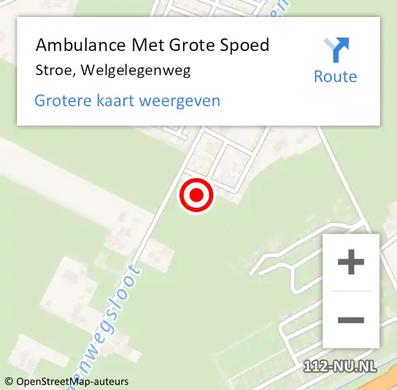 Locatie op kaart van de 112 melding: Ambulance Met Grote Spoed Naar Stroe, Welgelegenweg op 14 september 2021 06:15