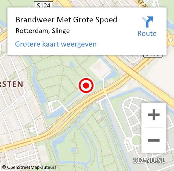 Locatie op kaart van de 112 melding: Brandweer Met Grote Spoed Naar Rotterdam, Slinge op 14 september 2021 06:49