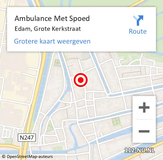 Locatie op kaart van de 112 melding: Ambulance Met Spoed Naar Edam, Grote Kerkstraat op 14 september 2021 06:59