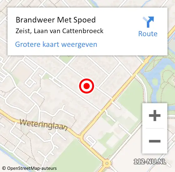 Locatie op kaart van de 112 melding: Brandweer Met Spoed Naar Zeist, Laan van Cattenbroeck op 14 september 2021 07:03