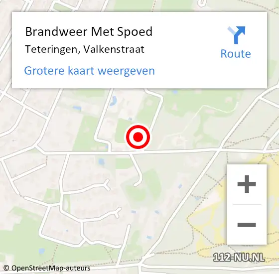 Locatie op kaart van de 112 melding: Brandweer Met Spoed Naar Teteringen, Valkenstraat op 14 september 2021 07:08