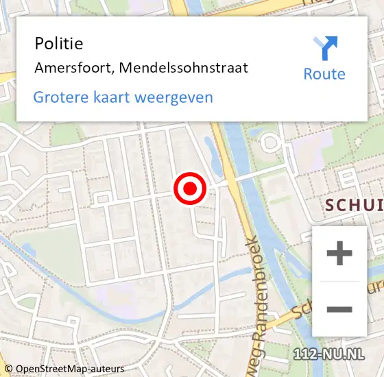 Locatie op kaart van de 112 melding: Politie Amersfoort, Mendelssohnstraat op 14 september 2021 07:43