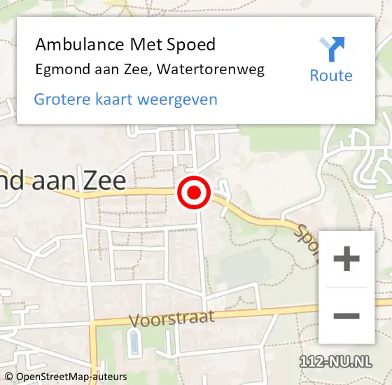 Locatie op kaart van de 112 melding: Ambulance Met Spoed Naar Egmond aan Zee, Watertorenweg op 14 september 2021 07:47