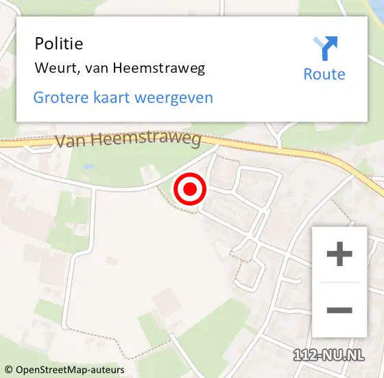 Locatie op kaart van de 112 melding: Politie Weurt, van Heemstraweg op 14 september 2021 07:59