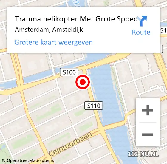 Locatie op kaart van de 112 melding: Trauma helikopter Met Grote Spoed Naar Amsterdam, Amsteldijk op 14 september 2021 08:32