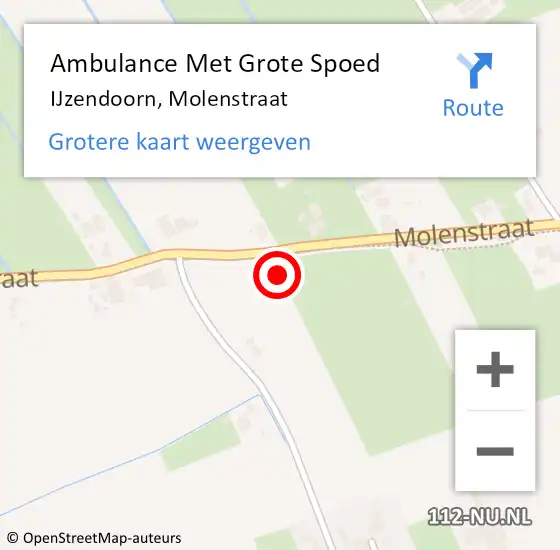 Locatie op kaart van de 112 melding: Ambulance Met Grote Spoed Naar IJzendoorn, Molenstraat op 14 september 2021 08:48