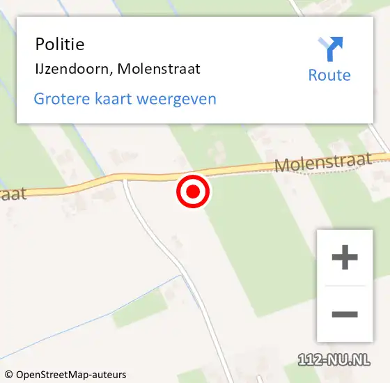 Locatie op kaart van de 112 melding: Politie IJzendoorn, Molenstraat op 14 september 2021 08:50