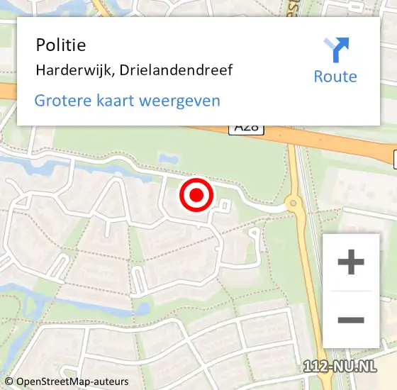 Locatie op kaart van de 112 melding: Politie Harderwijk, Drielandendreef op 14 september 2021 08:54