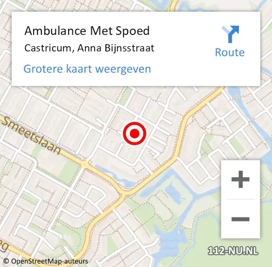 Locatie op kaart van de 112 melding: Ambulance Met Spoed Naar Castricum, Anna Bijnsstraat op 14 september 2021 09:02