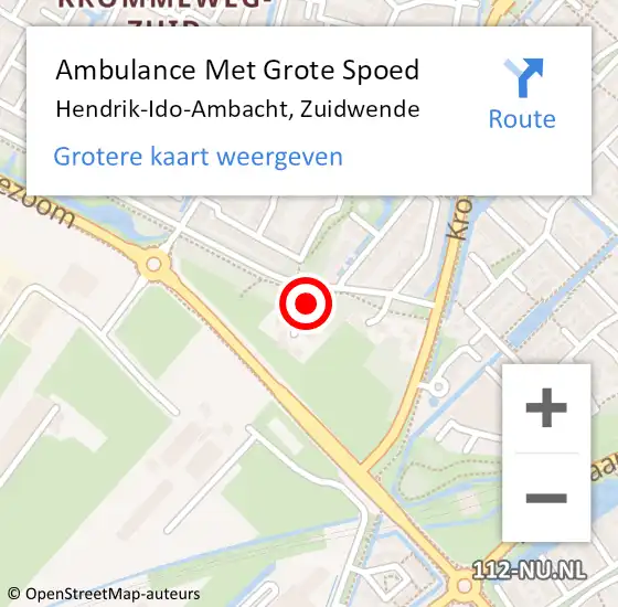 Locatie op kaart van de 112 melding: Ambulance Met Grote Spoed Naar Hendrik-Ido-Ambacht, Zuidwende op 14 september 2021 09:03