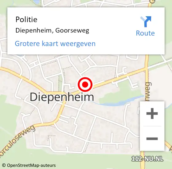 Locatie op kaart van de 112 melding: Politie Diepenheim, Goorseweg op 14 september 2021 09:04