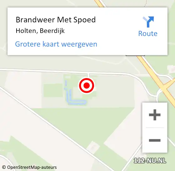 Locatie op kaart van de 112 melding: Brandweer Met Spoed Naar Holten, Beerdijk op 14 september 2021 09:17