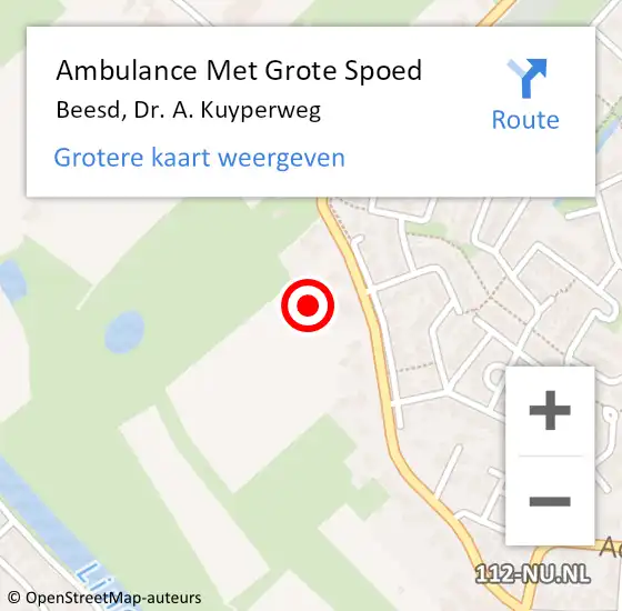 Locatie op kaart van de 112 melding: Ambulance Met Grote Spoed Naar Beesd, Dr. A. Kuyperweg op 14 september 2021 09:24