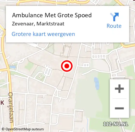 Locatie op kaart van de 112 melding: Ambulance Met Grote Spoed Naar Zevenaar, Marktstraat op 14 september 2021 09:44