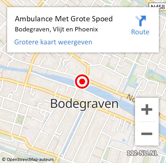 Locatie op kaart van de 112 melding: Ambulance Met Grote Spoed Naar Bodegraven, Vlijt en Phoenix op 14 september 2021 10:01